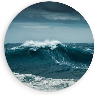 Saammp Muurcirkel Hout - Ruige Zee - Landschap - Natuur - Ø 90 - Wandcirkel - Wanddecoratie Cirkel - Muurdecoratie Woonkamer - Slaapkamer decoratie - Rond Schilderij