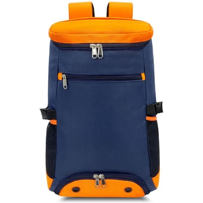 Tennisrugzak met grote capaciteit Ademende badmintonrugzak met schoenvak oranje/marineblauwe kleur