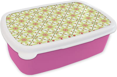 Broodtrommel Roze - Lunchbox - Brooddoos - Bohemian - Patronen - Bloemen - 18x12x6 cm - Kinderen - Meisje