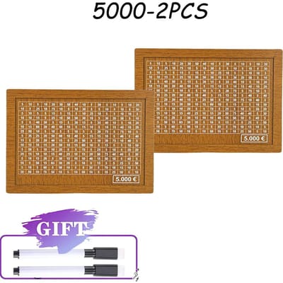 1000/2000/3000/5000 Euro Spaarpot Houten Spaarpot met Herbruikbare Spaarpot met Spaardoel en Cijfervakken