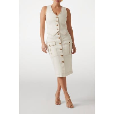 GUESS Naomi Vest Denim Sandy Shore Size: 36 | Vests Outlet | Dames | Beige