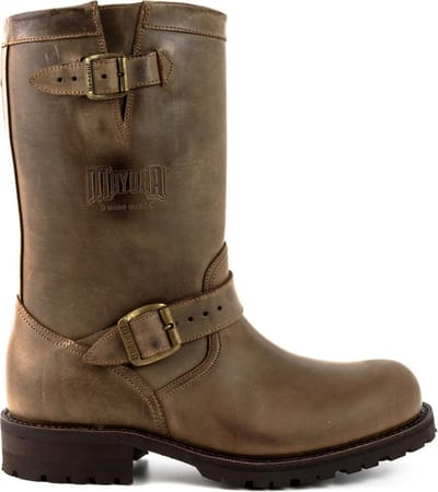 Mayura Boots 18 Bruin/ Biker Dames Heren Motorlaarzen Ronde Neus Anti Slip Zool Echt leer Maat EU 38