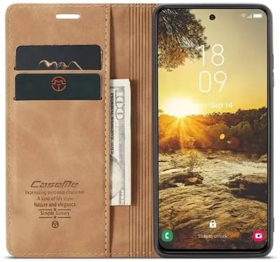 CaseMe 013 Hoesje Geschikt voor Samsung Galaxy S25 Plus - Book Case met Standaard - Portemonnee Beschermhoes - Pasjeshouder voor Twee Pasjes - Bruin