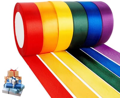 satijnen lint, 6 kleuren cadeaulint, breed 22 m x 20 mm, kleurrijk satijnen lint, stoffen cadeaulint, stof voor geschenkverpakking, handwerk, bruiloft, feestdecoraties en