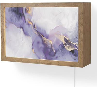 Wandlamp 30x20 cm - Oplaadbaar - Paars - Modern - Marmer - Abstract - Wandlampen binnen woonkamer - Slaapkamer lamp met kabel - Decoratieve nachtlamp - Vloerlamp snoer