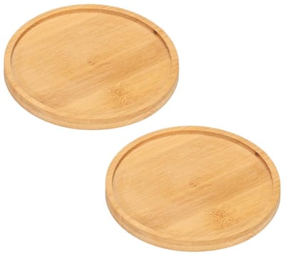 Dailygoods- Kaarsenbord Ronde Onderzetter - Houten Kaarsenhouder - Decoratieve Plaat - Tafeldecoratie - 2 Stuks - Natuurlijke Kleur