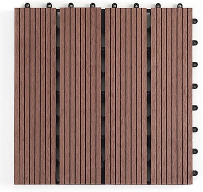 Terrastegels - Vloerplanken - Buitenruimte Vernieuwen - In elkaar grijpend ontwerp - 30x30 cm - Bruin