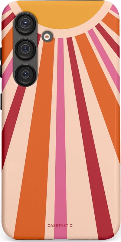 Casetastic Hoesje Geschikt voor Samsung S25 - Stijlvolle Beschermende Duo-layer Case - Retro straal