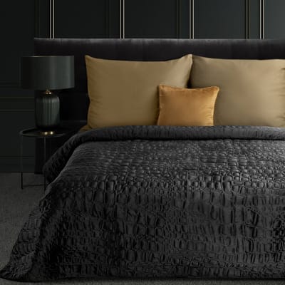Oneiro’s luxe SALVIA Type 7 Beddensprei Zwart - 220x240 cm – bedsprei 2 persoons - beige – beddengoed – slaapkamer – spreien – dekens – wonen – slapen