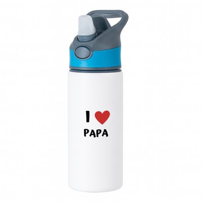 Hacebo® - I love papa waterfles met rietje blauw - Vader - de liefste papa - vader cadeautjes - vaderdag - verjaardag - geschenk - kado - water fles - 650ML