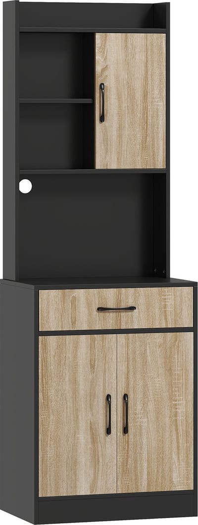 Magnetronkast - Keukenkast - Keukenrek Staand - Ovenkast - Rek - 60 x 40 x 180 cm - Organizers - Dubbele Draagplank - Aanrecht Organiser