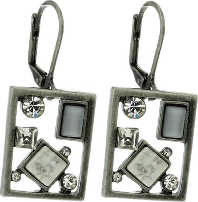 Behave - Oorbel hanger zilverkleur - Geometrisch grijs - Tijdloos stijlvol