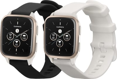 kwmobile 2x horlogebandjes geschikt voor Garmin Venu Sq 2 Music / Sq 2 / Vivoactive 6 / Vivoactive 5 bandje - Smartwatch bandjes van TPU - Activity tracker horloge band in zwart / wit