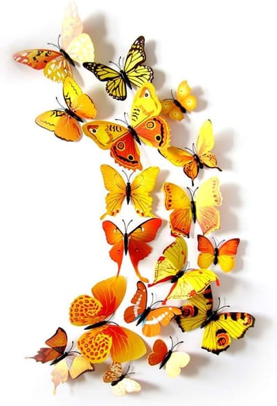 3D Vlinders Muurstickers | Muurdecoratie  | Kinderkamer & Babykamer | Geel / Goud |  Decoratie | Muurstickers