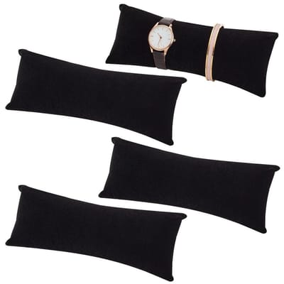 Dailygoods- Horloge Display Kussen Lange Fluwelen Zwart - Sieraden Kussen - Armband Kussen - Stabiliteit - Presentatie - Geschikt voor Man - Sieradenkussen