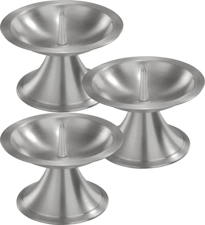 3x Luxe metalen kaarsenhouders zilver voor stompkaarsen van 7-8 cm - Stompkaarshouder - Kaarshouder/kaarsen standaard - Kandelaar voor stompkaarsen - Woonaccessoires