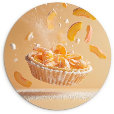 WallCircle® Wandcirkel 120x120 cm - Muurcirkel Peach - Eten - Taart - Oranje - Muurdecoratie woonkamer - Wanddecoratie slaapkamer - Kamer decoratie accessoires - Ronde schilderijen XXL