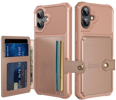 Portemonnee Hoesje Geschikt voor Apple iPhone 17 - Back Cover met Pasjeshouder - Telefoonhoesje voor Pinpas - Kaarthouder op Achterkant - Case met Magneet Roze