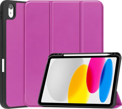 Hoes - Geschikt voor Apple iPad A16/A18 (2022/2025/2026) - 10.9 & 11 inch (10e, 11e & 12e generatie) - Dun & Stevig - Trifold Bookcase - Hard Cover Case - Met Uitsparing Geschikt voor Apple Pencil - Hardcover Book - Tablet Hoesje - Paars