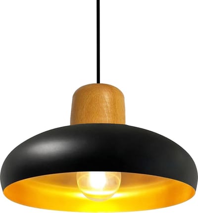 Bamyum Androa 1flame E27 Plafondlamp Binnen Zwart Metaal Hout Industriële Lamp