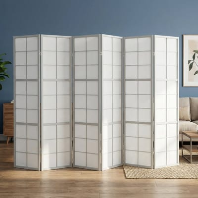 Homestyle4u Kamerscherm 6 panelen - 6-delig - Shoji - Grijs