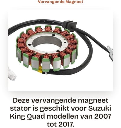 Dailygoods- Magneet Stator Vervanging - 18 Spoel - Hoogwaardige Metaal - Geschikt voor Suzuki 2007-2017 - Buitendiameter 115mm - Eenvoudig te Installeren - Motorstator