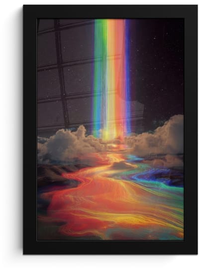 Poster in lijst - Fotolijst 20x30 cm - Posters - Regenboog - Verticaal - Sterrenhemel - Wolken - Posterlijst zwart - Decoratie - Wanddecoratie woonkamer - Muurdecoratie slaapkamer