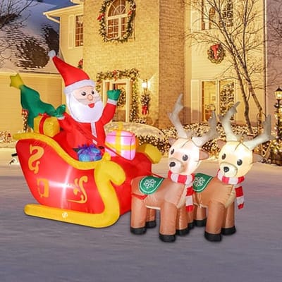 Equivera Opblaasbare Kerstman - Kerstman Pop - Opblaasbare Kerstfiguren - Opblaasbare Kerstman voor Buiten - Opblaasbare Kerstversiering - Breng uw huis in de kerstsfeer!