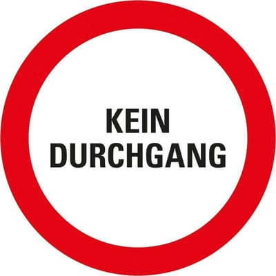 Pickup Kunststoff Schild Rund Durchmesser 30 cm Kein Durchgang
