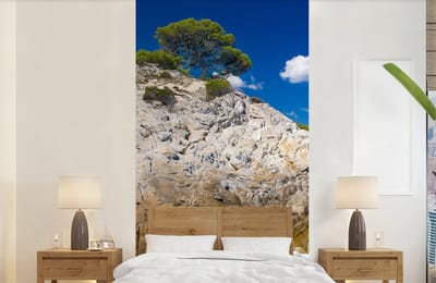 Behang - Fotobehang Zee - Klif - Zomer - Tropisch - Breedte 120 cm x hoogte 240 cm