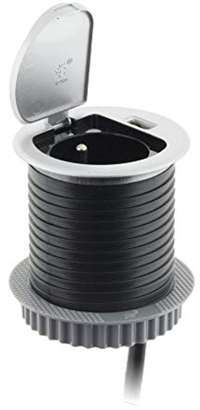 Compact inbouwcontactblok met USB-aansluiting voor bureau en keuken