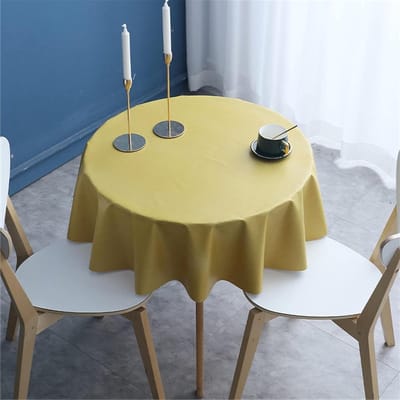 Tafelhoezen PVC Rond - Tafelkleden Waterdicht - Keuken en Terras - Veeg Schoon Ontwerp - Diameter 140 cm - Geel