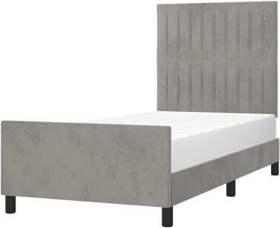 Bedframe met hoofdeinde - Ledikant meubel - Ontspannen slapen - Verstelbaar hoofdeinde - 100x200 cm - Lichtgrijs