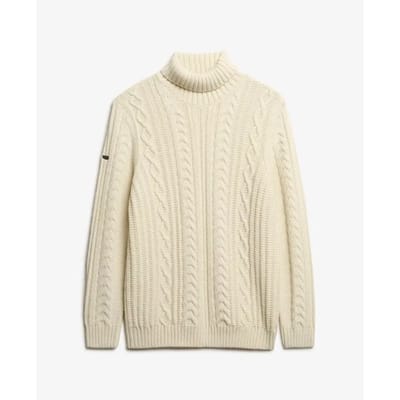 Superdry - Jacob kabeltrui met rolkraag - Heren - Sweaters