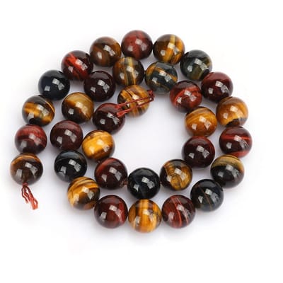 Pierre Naturelle Oeil de Tigre Trois Couleurs Perles Rondes DIY Bijoux Bracelet Accessoire de Fabrication(12mm 32pcs