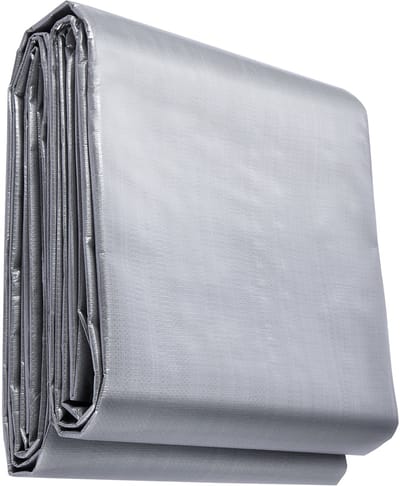 20 X 30 Ft Waterdicht Zeil, 10 Mil Slijtvaste Poly-Hoes, Multifunctioneel Uv- En Scheurbestendig Buitenzeil met Versterkte Ogen, Zilver/Bruin