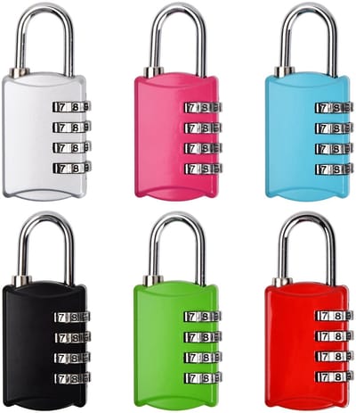 Dailygoods - 6 stuks hangslot, cijferslot, 4-cijferig hangslot met cijfercode, slot met cijfercode van metaal, weerbestendig, cijferslot, klein hangslot, voor kluisjes, poort, omheining (6 stuks)