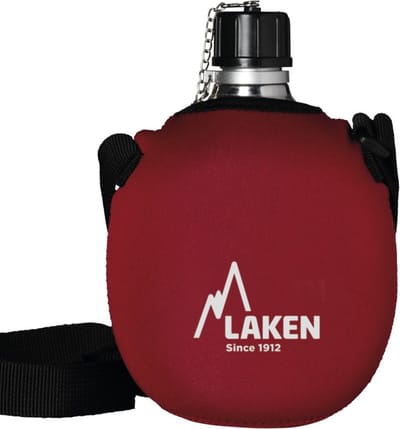 Aluminium veldfles, Cantimplora Alu, Laken, 1 liter, Rood Neopreen - PCR alu - Made in Spain