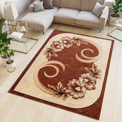 Tapiso Atlas PP Vloerkleed Beige Bruin Gebloemd Woonkamer Tapijt Maat- 160x230
