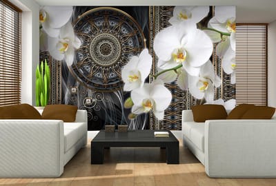 Luxury Abstract Pattern Flowers Spheres Photo Wallcovering