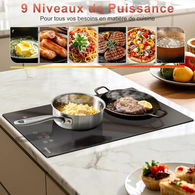 Inductiekookplaat 2 platen - Kookveld elektrisch - Snel koken - Boost functie - 30cm breed - Zwart