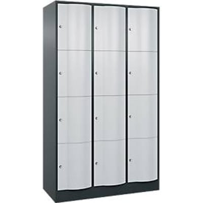 C+P Resisto lockerkast, 3 vakken, 12 vakken, B 1148 x D 540 x H 1950 mm, antracietgrijs/lichtgrijs