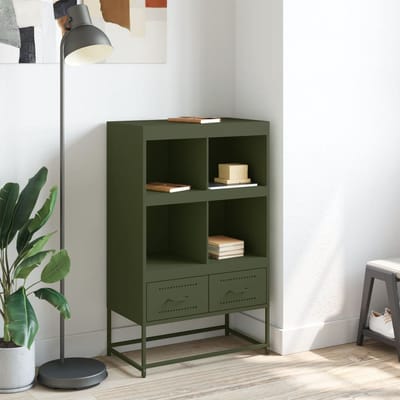 vidaXL - Dressoir - 68,5x39x111,5 - cm - koudgewalst - staal - olijfgroen