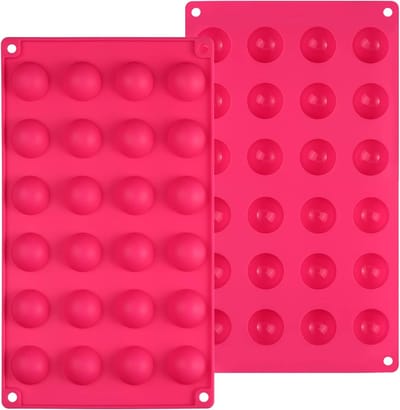 Mini Semi Spherical Silicone Mallen voor Taartdecoratie - 3 cm, 2 Stuks, Perfect voor Jelly, Pudding en Chocolade 24 Holes