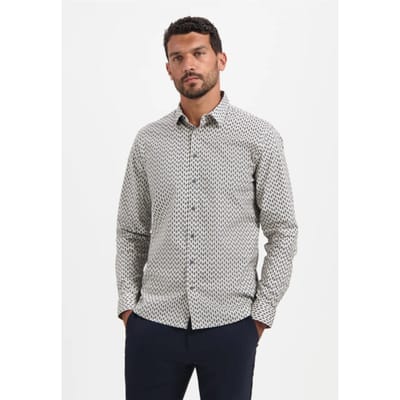 No Excess Shirt Stretch Allover Printed White Size: S | Casual Shirts Outlet | Heren | Blauw