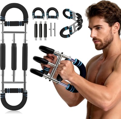 Armtrainer - Verstelbare stang - Krachttraining bovenlichaam - Verstelbare weerstand - 30-50 kg - Zilver