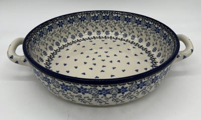 Bunzlau keramiek ronde ovenschaal met oor Belle Fleur