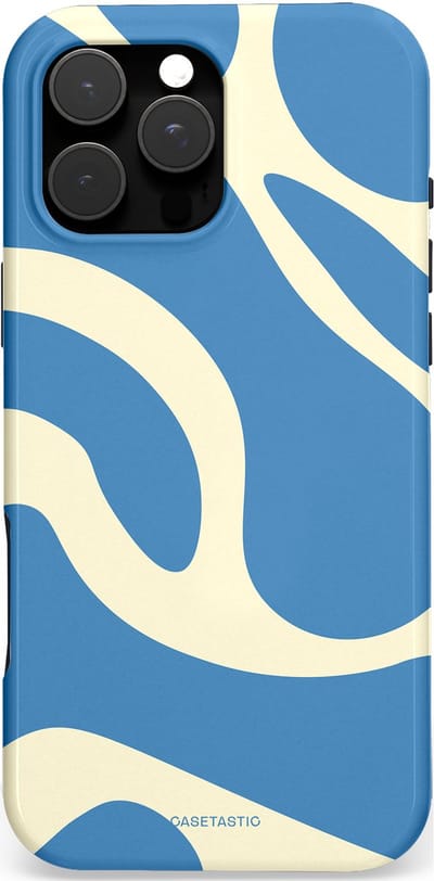 Casetastic hoesje geschikt voor Apple iPhone 16 Pro Max - MagSafe - Dubbellaagse bescherming - Lichtblauwe water vlekken - Fashion Case - Lavendel Crème Lichtblauw