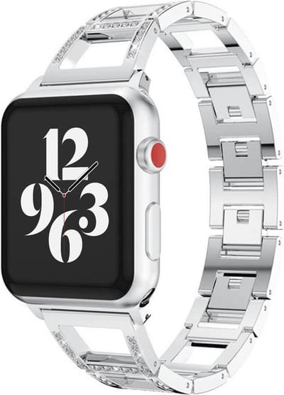 MY PROTECT - Luxe Metalen Open Diamond Bandje - Geschikt Voor Apple Watch Bandje - Series 1/2/3/4/5/6/7/8/9/10/SE/Ultra - 44mm - 45mm - 46mm - 49mm - Zilver