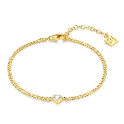 Twice As Nice Armband in zilver, goudkleurig, hartje met zirkonia steen 15cm+3cm